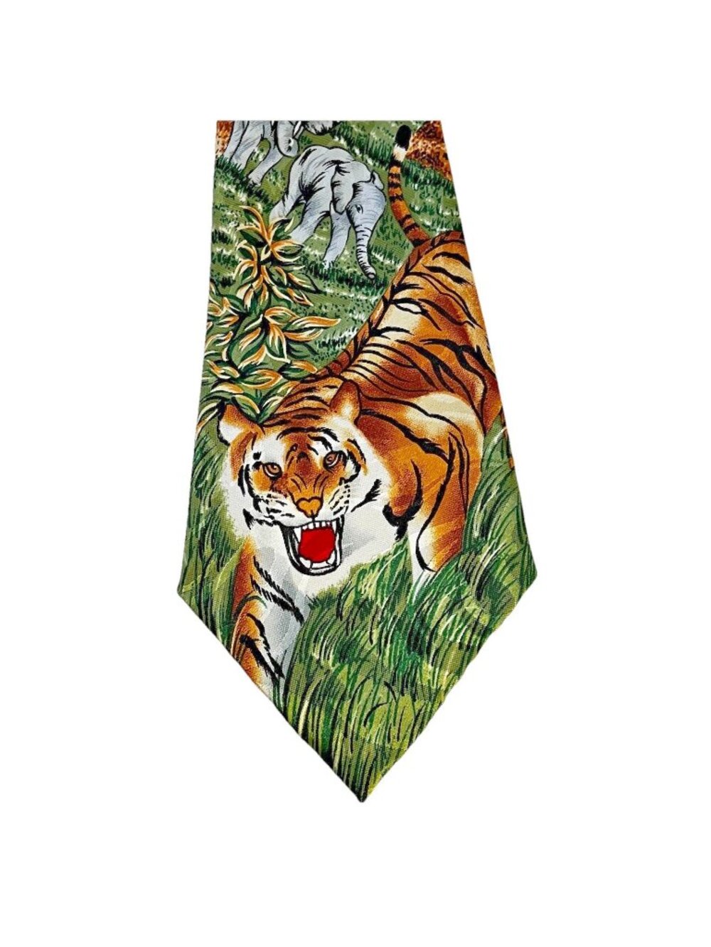 Vintage Fratello Tie Tiger Lion Jungle All Over Print Polyester Made in Korea